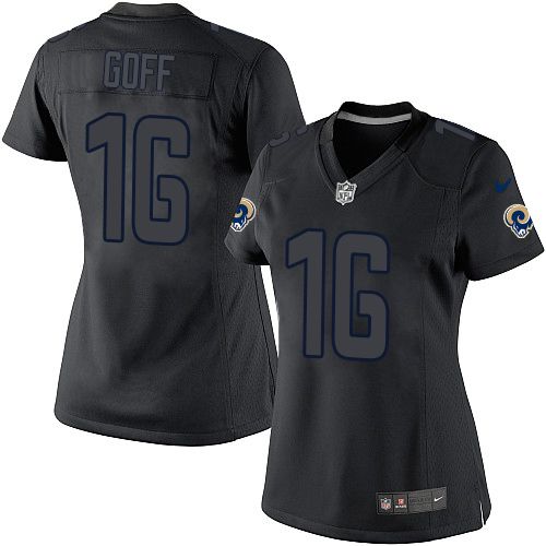 Nike Rams #16 Jared Goff Black Impact Women's Stitched NFL Limited Jersey Nike Rams #16 Jared Goff Black Impact Women's Stitched NFL Limited Jersey