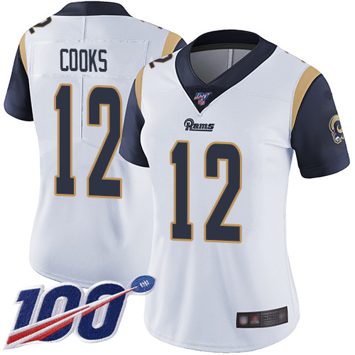 Nike Rams #12 Brandin Cooks White Women's Stitched NFL 100th Season Vapor Limited Jersey Nike Rams #12 Brandin Cooks White Women's Stitched NFL 100th Season Vapor Limited Jersey