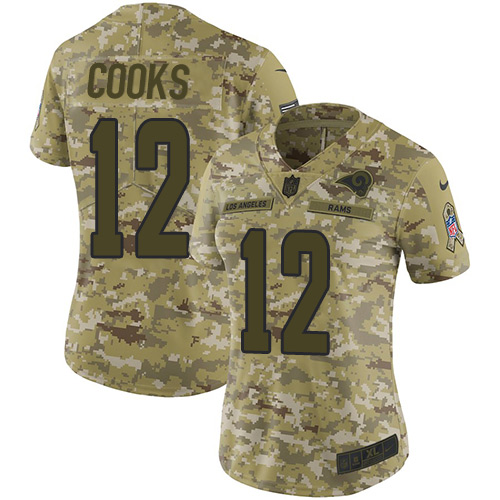 Nike Rams #12 Brandin Cooks Camo Women's Stitched NFL Limited 2018 Salute to Service Jersey Nike Rams #12 Brandin Cooks Camo Women's Stitched NFL Limited 2018 Salute to Service Jersey