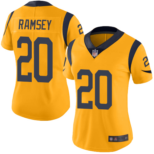 Nike Rams #20 Jalen Ramsey Gold Women's Stitched NFL Limited Rush Jersey Nike Rams #20 Jalen Ramsey Gold Women's Stitched NFL Limited Rush Jersey