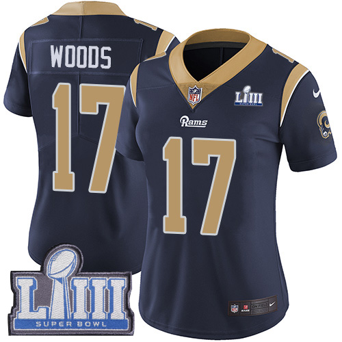 Nike Rams #17 Robert Woods Navy Blue Team Color Super Bowl LIII Bound Women's Stitched NFL Vapor Untouchable Limited Jersey Nike Rams #17 Robert Woods Navy Blue Team Color Super Bowl LIII Bound Women's Stitched NFL Vapor Untouchable Limited Jersey