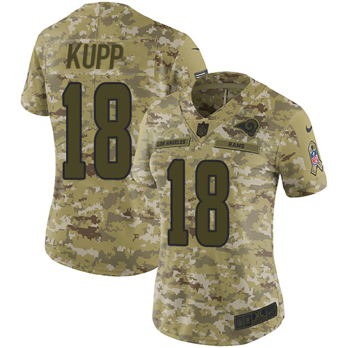 Nike Rams #18 Cooper Kupp Camo Women's Stitched NFL Limited 2018 Salute to Service Jersey Nike Rams #18 Cooper Kupp Camo Women's Stitched NFL Limited 2018 Salute to Service Jersey