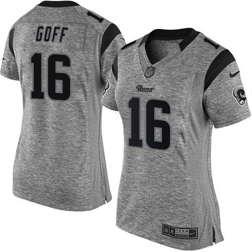 Nike Rams #16 Jared Goff Gray Women's Stitched NFL Limited Gridiron Gray Jersey Nike Rams #16 Jared Goff Gray Women's Stitched NFL Limited Gridiron Gray Jersey