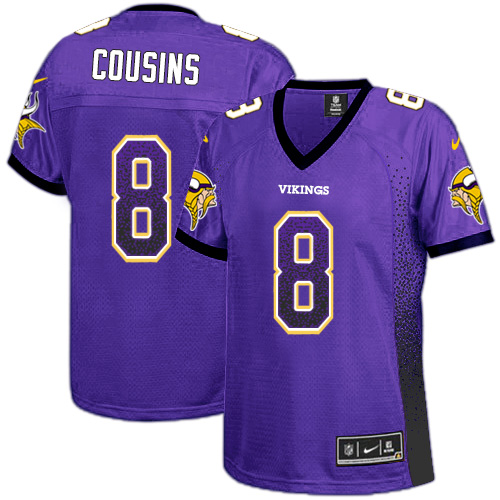 Nike Vikings #8 Kirk Cousins Purple Team Color Women's Stitched NFL Elite Drift Fashion Jersey Nike Vikings #8 Kirk Cousins Purple Team Color Women's Stitched NFL Elite Drift Fashion Jersey