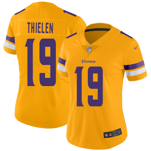 Nike Vikings #19 Adam Thielen Gold Women's Stitched NFL Limited Inverted Legend Jersey Nike Vikings #19 Adam Thielen Gold Women's Stitched NFL Limited Inverted Legend Jersey