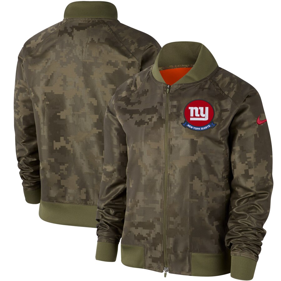 Women's New York Giants Nike Olive 2019 Salute to Service Full-Zip Bomber Jacket Women's New York Giants Nike Olive 2019 Salute to Service Full-Zip Bomber Jacket