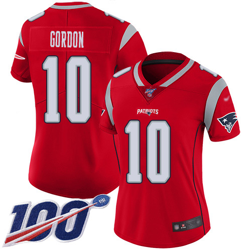Nike Patriots #10 Josh Gordon Red Women's Stitched NFL Limited Inverted Legend 100th Season Jersey Nike Patriots #10 Josh Gordon Red Women's Stitched NFL Limited Inverted Legend 100th Season Jersey