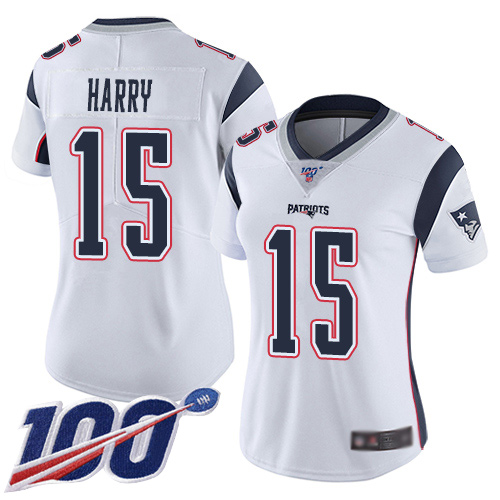 Nike Patriots #15 N'Keal Harry White Women's Stitched NFL 100th Season Vapor Limited Jersey Nike Patriots #15 N'Keal Harry White Women's Stitched NFL 100th Season Vapor Limited Jersey