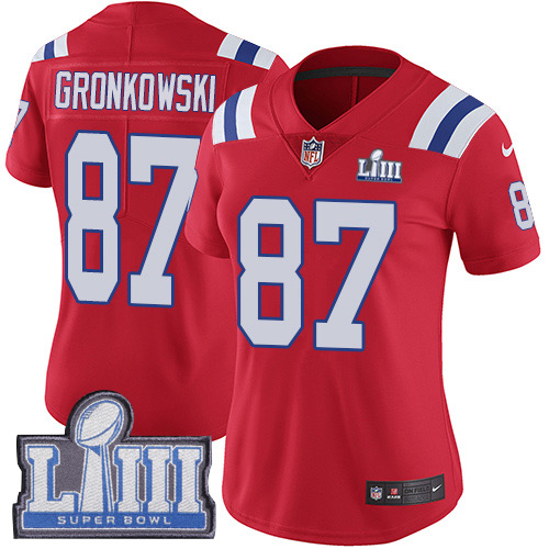 Nike Patriots #87 Rob Gronkowski Red Alternate Super Bowl LIII Bound Women's Stitched NFL Vapor Untouchable Limited Jersey Nike Patriots #87 Rob Gronkowski Red Alternate Super Bowl LIII Bound Women's Stitched NFL Vapor Untouchable Limited Jersey