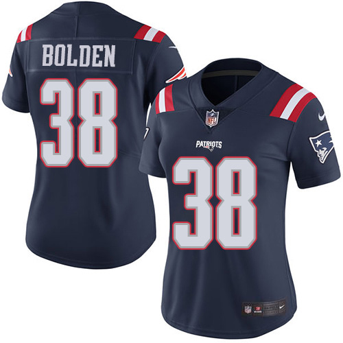 Nike Patriots #38 Brandon Bolden Navy Blue Women's Stitched NFL Limited Rush Jersey Nike Patriots #38 Brandon Bolden Navy Blue Women's Stitched NFL Limited Rush Jersey
