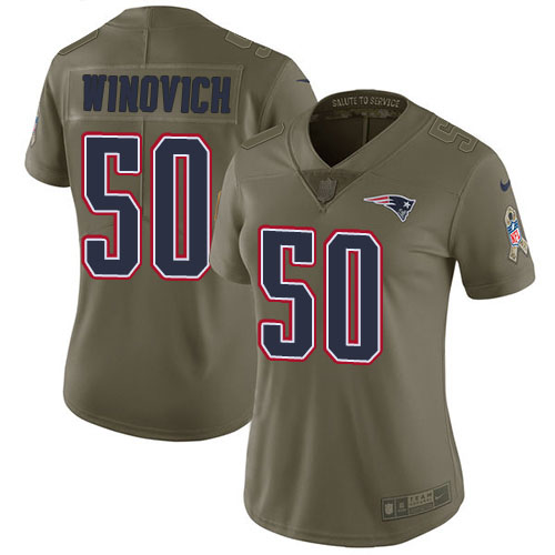Nike Patriots #50 Chase Winovich Olive Women's Stitched NFL Limited 2017 Salute to Service Jersey Nike Patriots #50 Chase Winovich Olive Women's Stitched NFL Limited 2017 Salute to Service Jersey