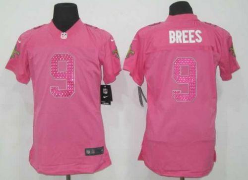 Nike Saints #9 Drew Brees Pink Sweetheart Women's Stitched NFL Elite Jersey Nike Saints #9 Drew Brees Pink Sweetheart Women's Stitched NFL Elite Jersey