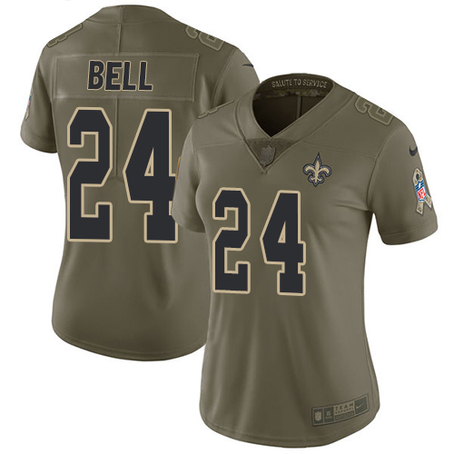 Nike Saints #24 Vonn Bell Olive Women's Stitched NFL Limited 2017 Salute to Service Jersey Nike Saints #24 Vonn Bell Olive Women's Stitched NFL Limited 2017 Salute to Service Jersey