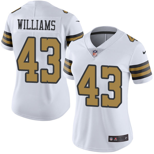 Nike Saints #43 Marcus Williams White Women's Stitched NFL Limited Rush Jersey Nike Saints #43 Marcus Williams White Women's Stitched NFL Limited Rush Jersey
