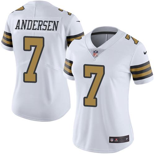 Nike Saints #7 Morten Andersen White Women's Stitched NFL Limited Rush Jersey Nike Saints #7 Morten Andersen White Women's Stitched NFL Limited Rush Jersey