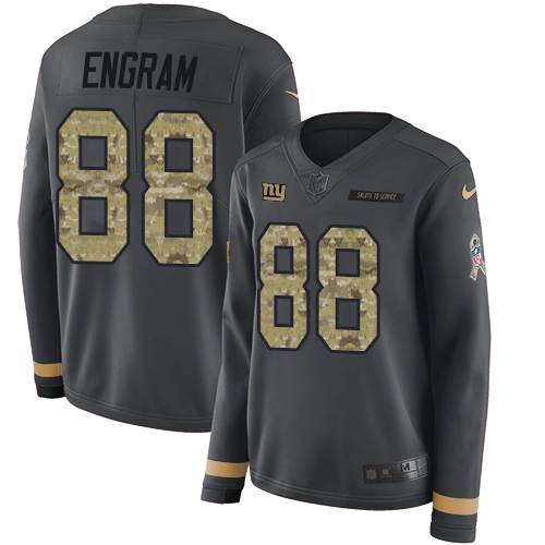 Nike Giants #88 Evan Engram Anthracite Salute to Service Women's Stitched NFL Limited Therma Long Sleeve Jersey Nike Giants #88 Evan Engram Anthracite Salute to Service Women's Stitched NFL Limited Therma Long Sleeve Jersey