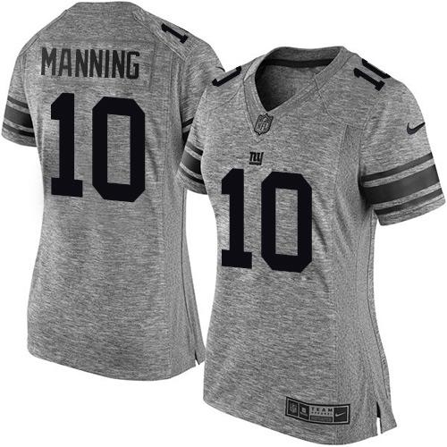 Nike Giants #10 Eli Manning Gray Women's Stitched NFL Limited Gridiron Gray Jersey Nike Giants #10 Eli Manning Gray Women's Stitched NFL Limited Gridiron Gray Jersey