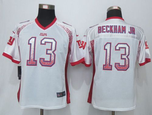 Nike Giants #13 Odell Beckham Jr White Women's Stitched NFL Elite Drift Fashion Jersey Nike Giants #13 Odell Beckham Jr White Women's Stitched NFL Elite Drift Fashion Jersey