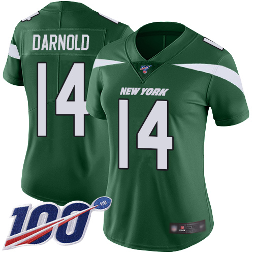 Nike Jets #14 Sam Darnold Green Team Color Women's Stitched NFL 100th Season Vapor Limited Jersey Nike Jets #14 Sam Darnold Green Team Color Women's Stitched NFL 100th Season Vapor Limited Jersey
