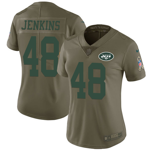 Nike Jets #48 Jordan Jenkins Olive Women's Stitched NFL Limited 2017 Salute to Service Jersey Nike Jets #48 Jordan Jenkins Olive Women's Stitched NFL Limited 2017 Salute to Service Jersey