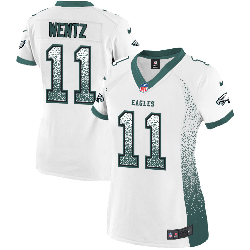 Nike Eagles #11 Carson Wentz White Women's Stitched NFL Elite Drift Fashion Jersey Nike Eagles #11 Carson Wentz White Women's Stitched NFL Elite Drift Fashion Jersey