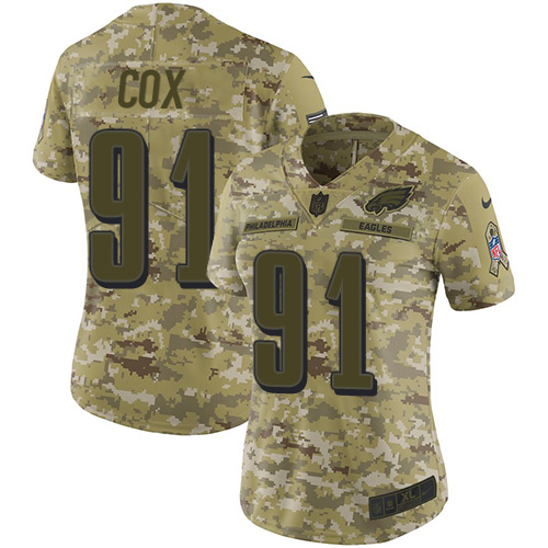 Nike Eagles #91 Fletcher Cox Camo Women's Stitched NFL Limited 2018 Salute to Service Jersey Nike Eagles #91 Fletcher Cox Camo Women's Stitched NFL Limited 2018 Salute to Service Jersey