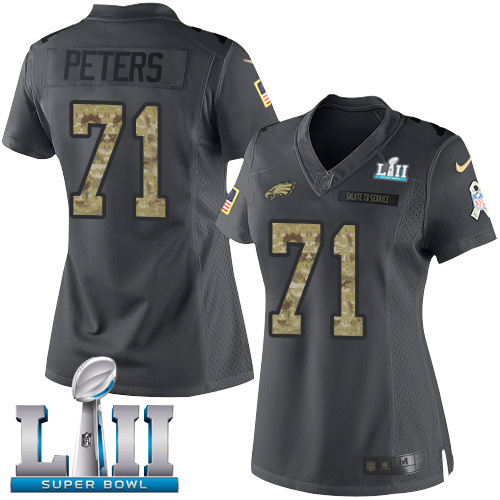 Nike Eagles #71 Jason Peters Black Super Bowl LII Women's Stitched NFL Limited 2016 Salute to Service Jersey Nike Eagles #71 Jason Peters Black Super Bowl LII Women's Stitched NFL Limited 2016 Salute to Service Jersey