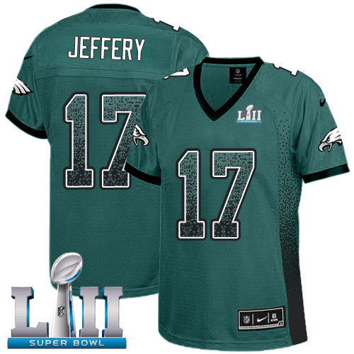 Nike Eagles #17 Alshon Jeffery Midnight Green Team Color Super Bowl LII Women's Stitched NFL Elite Drift Fashion Jersey Nike Eagles #17 Alshon Jeffery Midnight Green Team Color Super Bowl LII Women's Stitched NFL Elite Drift Fashion Jersey