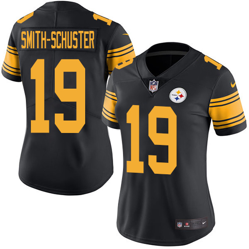 Nike Steelers #19 JuJu Smith-Schuster Black Women's Stitched NFL Limited Rush Jersey Nike Steelers #19 JuJu Smith-Schuster Black Women's Stitched NFL Limited Rush Jersey
