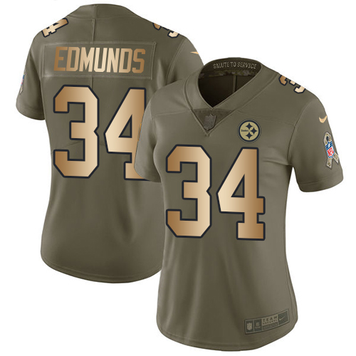 Nike Steelers #34 Terrell Edmunds Olive/Gold Women's Stitched NFL Limited 2017 Salute to Service Jersey Nike Steelers #34 Terrell Edmunds Olive/Gold Women's Stitched NFL Limited 2017 Salute to Service Jersey