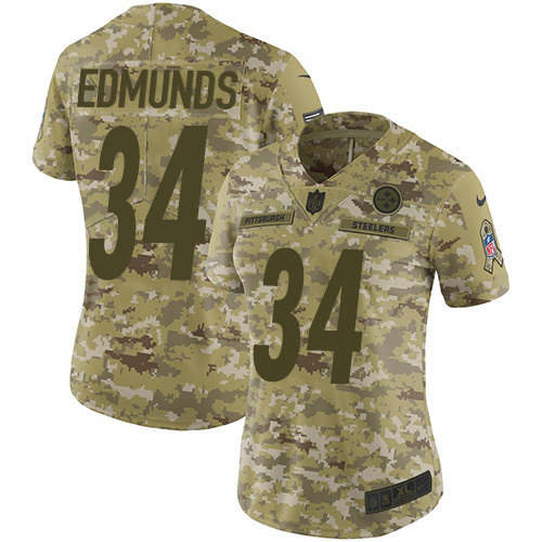 Nike Steelers #34 Terrell Edmunds Camo Women's Stitched NFL Limited 2018 Salute to Service Jersey Nike Steelers #34 Terrell Edmunds Camo Women's Stitched NFL Limited 2018 Salute to Service Jersey
