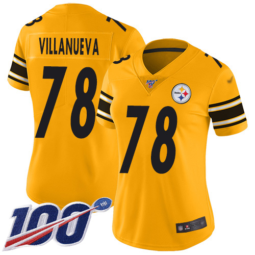 Nike Steelers #78 Alejandro Villanueva Gold Women's Stitched NFL Limited Inverted Legend 100th Season Jersey Nike Steelers #78 Alejandro Villanueva Gold Women's Stitched NFL Limited Inverted Legend 100th Season Jersey
