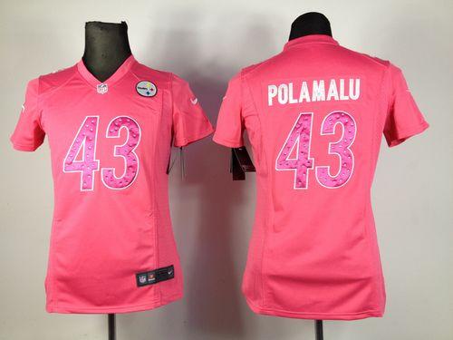 Nike Steelers #43 Troy Polamalu Pink Sweetheart Women's Stitched NFL Elite Jersey Nike Steelers #43 Troy Polamalu Pink Sweetheart Women's Stitched NFL Elite Jersey
