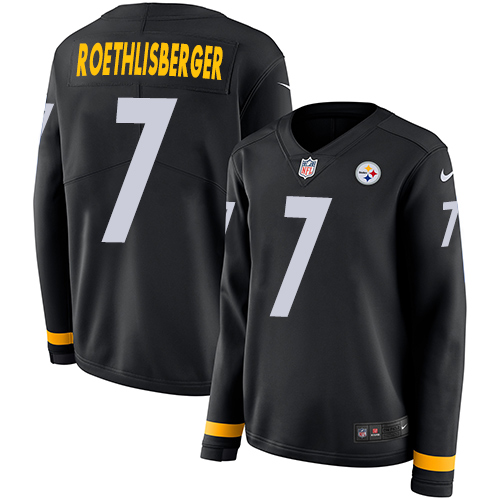 Nike Steelers #7 Ben Roethlisberger Black Team Color Women's Stitched NFL Limited Therma Long Sleeve Jersey Nike Steelers #7 Ben Roethlisberger Black Team Color Women's Stitched NFL Limited Therma Long Sleeve Jersey