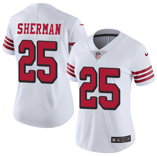 Nike 49ers #25 Richard Sherman White Rush Women's Stitched NFL Vapor Untouchable Limited Jersey Nike 49ers #25 Richard Sherman White Rush Women's Stitched NFL Vapor Untouchable Limited Jersey