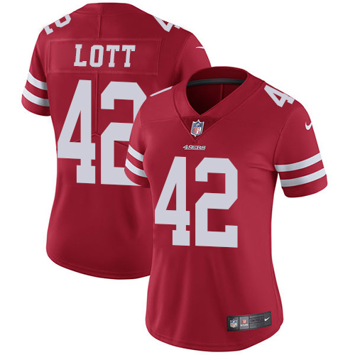 Nike 49ers #42 Ronnie Lott Red Team Color Women's Stitched NFL Vapor Untouchable Limited Jersey Nike 49ers #42 Ronnie Lott Red Team Color Women's Stitched NFL Vapor Untouchable Limited Jersey