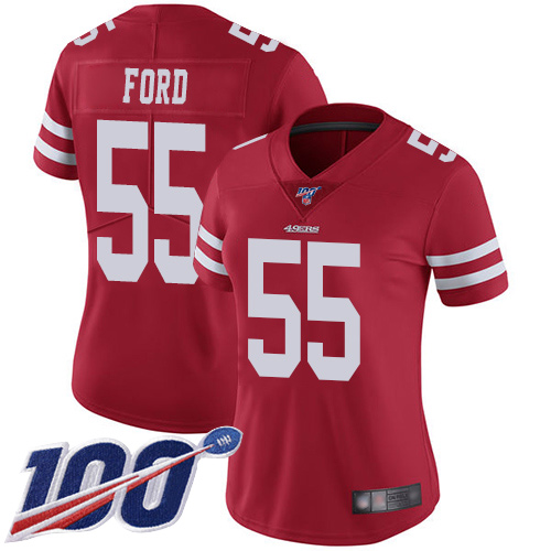 Nike 49ers #55 Dee Ford Red Team Color Women's Stitched NFL 100th Season Vapor Limited Jersey Nike 49ers #55 Dee Ford Red Team Color Women's Stitched NFL 100th Season Vapor Limited Jersey