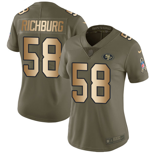 Nike 49ers #58 Weston Richburg Olive/Gold Women's Stitched NFL Limited 2017 Salute to Service Jersey Nike 49ers #58 Weston Richburg Olive/Gold Women's Stitched NFL Limited 2017 Salute to Service Jersey