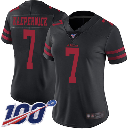 Nike 49ers #7 Colin Kaepernick Black Alternate Women's Stitched NFL 100th Season Vapor Limited Jersey Nike 49ers #7 Colin Kaepernick Black Alternate Women's Stitched NFL 100th Season Vapor Limited Jersey