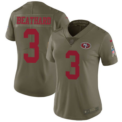 Nike 49ers #3 C.J. Beathard Olive Women's Stitched NFL Limited 2017 Salute to Service Jersey Nike 49ers #3 C.J. Beathard Olive Women's Stitched NFL Limited 2017 Salute to Service Jersey