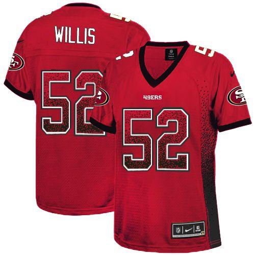 Nike 49ers #52 Patrick Willis Red Team Color Women's Stitched NFL Elite Drift Fashion Jersey Nike 49ers #52 Patrick Willis Red Team Color Women's Stitched NFL Elite Drift Fashion Jersey