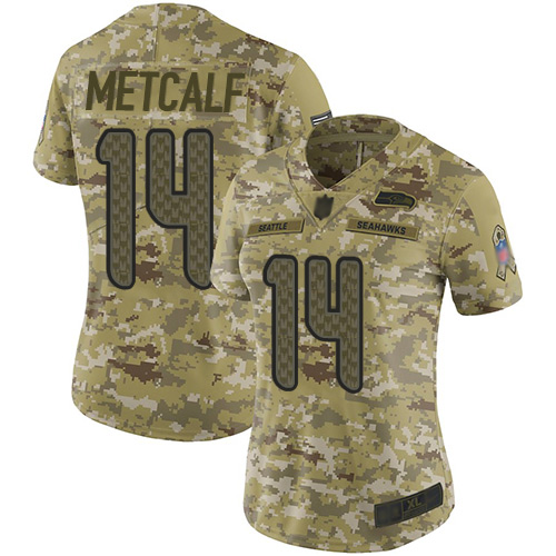 Nike Seahawks #14 D.K. Metcalf Camo Women's Stitched NFL Limited 2018 Salute to Service Jersey Nike Seahawks #14 D.K. Metcalf Camo Women's Stitched NFL Limited 2018 Salute to Service Jersey