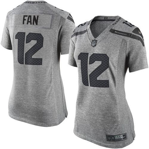 Nike Seahawks #12 Fan Gray Women's Stitched NFL Limited Gridiron Gray Jersey Nike Seahawks #12 Fan Gray Women's Stitched NFL Limited Gridiron Gray Jersey