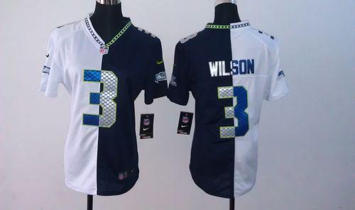 Nike Seahawks #3 Russell Wilson Steel Blue/White Women's Stitched NFL Elite Split Jersey Nike Seahawks #3 Russell Wilson Steel Blue/White Women's Stitched NFL Elite Split Jersey