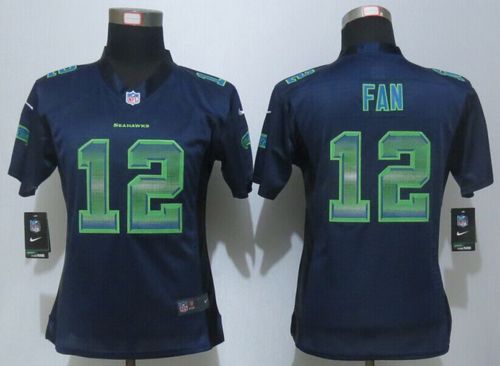 Nike Seahawks #12 Fan Steel Blue Team Color Women's Stitched NFL Elite Strobe Jersey Nike Seahawks #12 Fan Steel Blue Team Color Women's Stitched NFL Elite Strobe Jersey