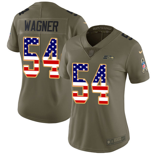 Nike Seahawks #54 Bobby Wagner Olive/USA Flag Women's Stitched NFL Limited 2017 Salute to Service Jersey Nike Seahawks #54 Bobby Wagner Olive/USA Flag Women's Stitched NFL Limited 2017 Salute to Service Jersey