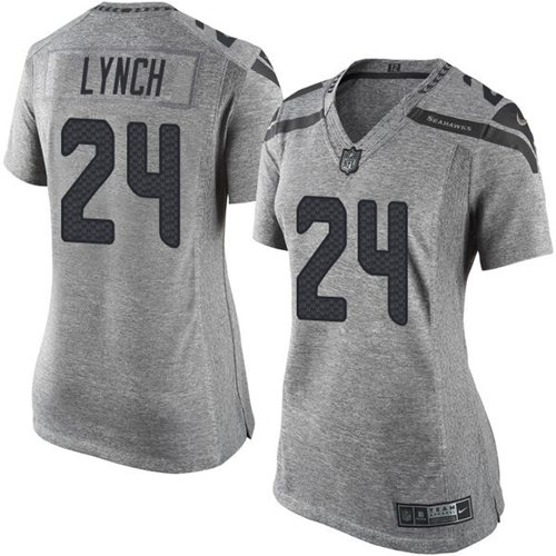 Nike Seahawks #24 Marshawn Lynch Gray Women's Stitched NFL Limited Gridiron Gray Jersey Nike Seahawks #24 Marshawn Lynch Gray Women's Stitched NFL Limited Gridiron Gray Jersey