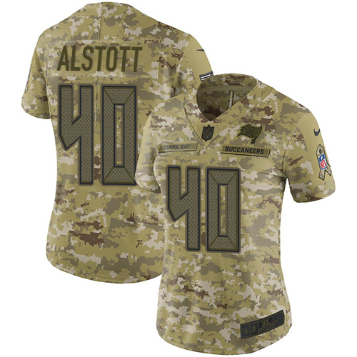 Nike Buccaneers #40 Mike Alstott Camo Women's Stitched NFL Limited 2018 Salute to Service Jersey Nike Buccaneers #40 Mike Alstott Camo Women's Stitched NFL Limited 2018 Salute to Service Jersey