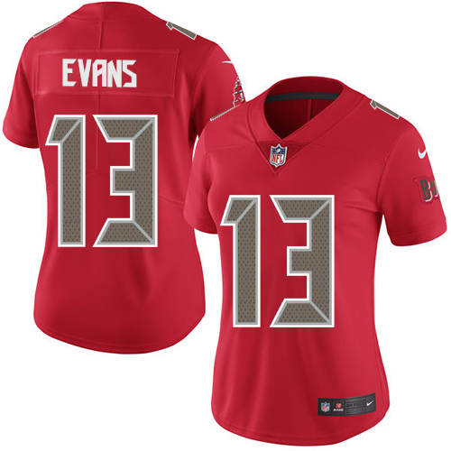 Nike Buccaneers #13 Mike Evans Red Women's Stitched NFL Limited Rush Jersey Nike Buccaneers #13 Mike Evans Red Women's Stitched NFL Limited Rush Jersey