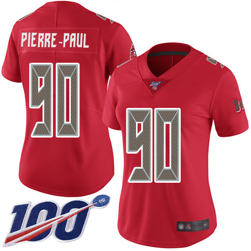 Nike Buccaneers #90 Jason Pierre-Paul Red Women's Stitched NFL Limited Rush 100th Season Jersey Nike Buccaneers #90 Jason Pierre-Paul Red Women's Stitched NFL Limited Rush 100th Season Jersey